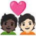 🧑🏿‍❤️‍🧑🏻 couple with heart: person, person, dark skin tone, light skin tone display on Google